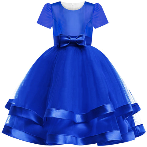 Girls Dress Royal Blue Ball Gown Wedding Party Pageant Size 6-12 Years