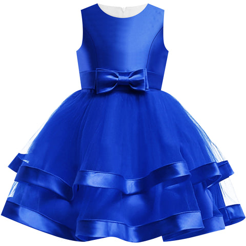 Girls Dress Sleeveless Royal Blue Ball Gown Wedding Party Size 6-12 Years