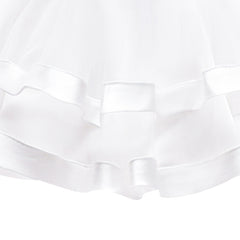 Girls Dress Sleeveless White Ball Gown Wedding Party Pageant Size 6-12 Years