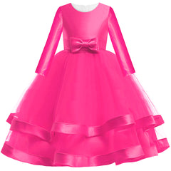 Girls Dress Deep Pink Ball Gown Wedding Party Pageant Size 6-12 Years