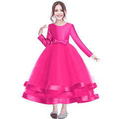 Girls Dress Deep Pink Ball Gown Wedding Party Pageant Size 6-12 Years