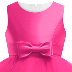 Girls Dress Sleeveless Deep Pink Ball Gown Wedding Party Size 6-12 Years