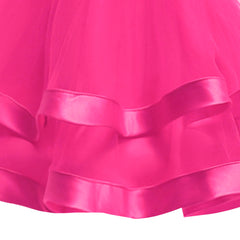 Girls Dress Sleeveless Deep Pink Ball Gown Wedding Party Size 6-12 Years