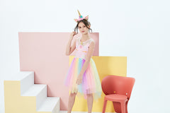 Girls Dress Tulle Unicorn Headband Party Size 3-14 Years