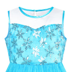 Girls Dress Ice Snow Queen Princess Dress Up Birthday Party Size 7-14 Years