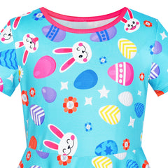 Girls Dress Easter Bunny Ears Headband Egg Hunt Size 3-10 Years