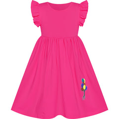 Girls Dress Deep Casual Cotton Flying Sleeve Balloon Size 3-8 Years