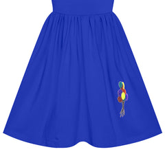 Girls Dress Classic Blue Casual Cotton Flying Sleeve Balloon Size 3-7 Years