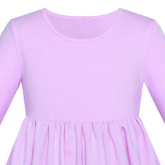 Girls Dress Purple Casual Cotton Long Sleeve Dress Size 3-8 Years