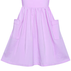 Girls Dress Purple Casual Cotton Long Sleeve Dress Size 3-8 Years