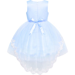 Flower Girl Dress Lace Hi-low Skirt Wedding Pageant Size 6-14 Years