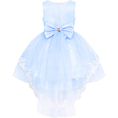 Flower Girl Dress Lace Hi-low Skirt Wedding Pageant Size 6-14 Years