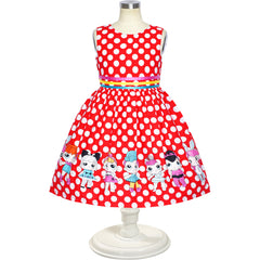 Girls Dress Red Polka Dot Cotton Casual Sundress Size 2-10 Years