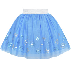 Girls Skirt Blue Snow Queen Costume Crown Wand Tutu Dancing Size 2-10 Years