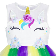 Girls Dress Unicorn Costume Headband Mardi Gras Festival Parade Size 4-10 Years