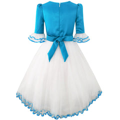 Girls Dress Mermaid Ocean Blue Headband Costume Size 7-14 Years