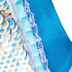 Girls Dress Mermaid Ocean Blue Headband Costume Size 7-14 Years