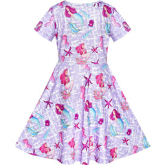 Girls Dress Mermaid Short Sleeve Casual Dress Size 5-10 Years