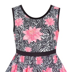 Girls Dress Tie Back Flower Casual Dress Party Size 4-14 Years