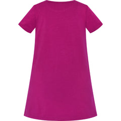 Girls Dress Cotton Casual Star Embroidered Violet Size 3-7 Years