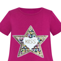 Girls Dress Cotton Casual Star Embroidered Violet Size 3-7 Years