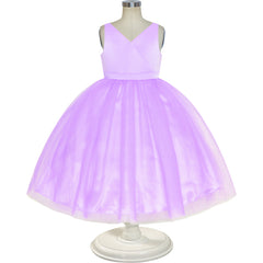 Flower Girl Dress Ball Gown Purple Wedding Bridesmaid Pageant Size 4-10 Years