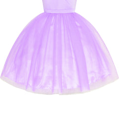 Flower Girl Dress Ball Gown Purple Wedding Bridesmaid Pageant Size 4-10 Years