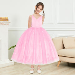 Flower Girl Dress Pink Wedding Party Bridesmaid Pageant Size 4-10 Years