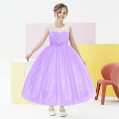 Flower Girl Dress Sleeveless Purple Lace Sleeveless Wedding Size 6-12 Years
