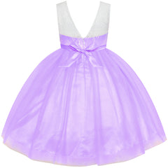 Flower Girl Dress Sleeveless Purple Lace Sleeveless Wedding Size 6-12 Years