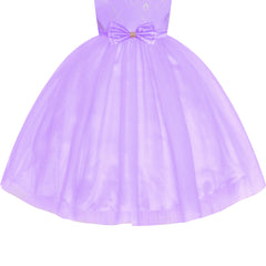 Flower Girl Dress Sleeveless Purple Lace Sleeveless Wedding Size 6-12 Years