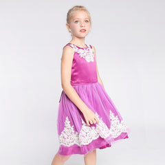 Girls Dress Vintage Flower Lace Wedding Party Size 7-14 Years