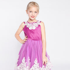 Girls Dress Vintage Flower Lace Wedding Party Size 7-14 Years