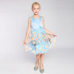 Girls Dress Blue Flower Tree Tulle Birthday Party Dress Size 6-12 Years