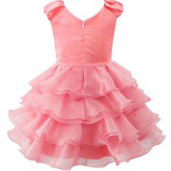 Girls Dress Pink Ruffles Tulle Tiered Dress Birthday Party Birthday Size 4-12 Years
