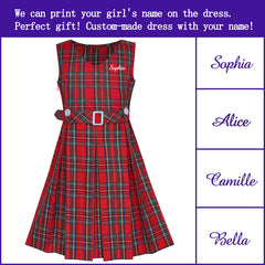 Girls Dress Back School Personalized Gift School Uniform Name Embroidered Size 6-14 Years