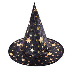 Girls Dress Set Halloween Witch Costume Black Sparkling Star Witch Hat Size 4-10 Years
