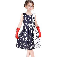 Girls Dress Halloween Costume For Dalmatians Wig Headband Red Gloves Size 4-14 Years