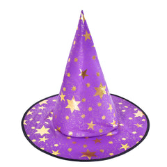 Girls Dress Set Halloween Witch Costume Purple Sparkling Star Witch Hat Size 4-10 Years