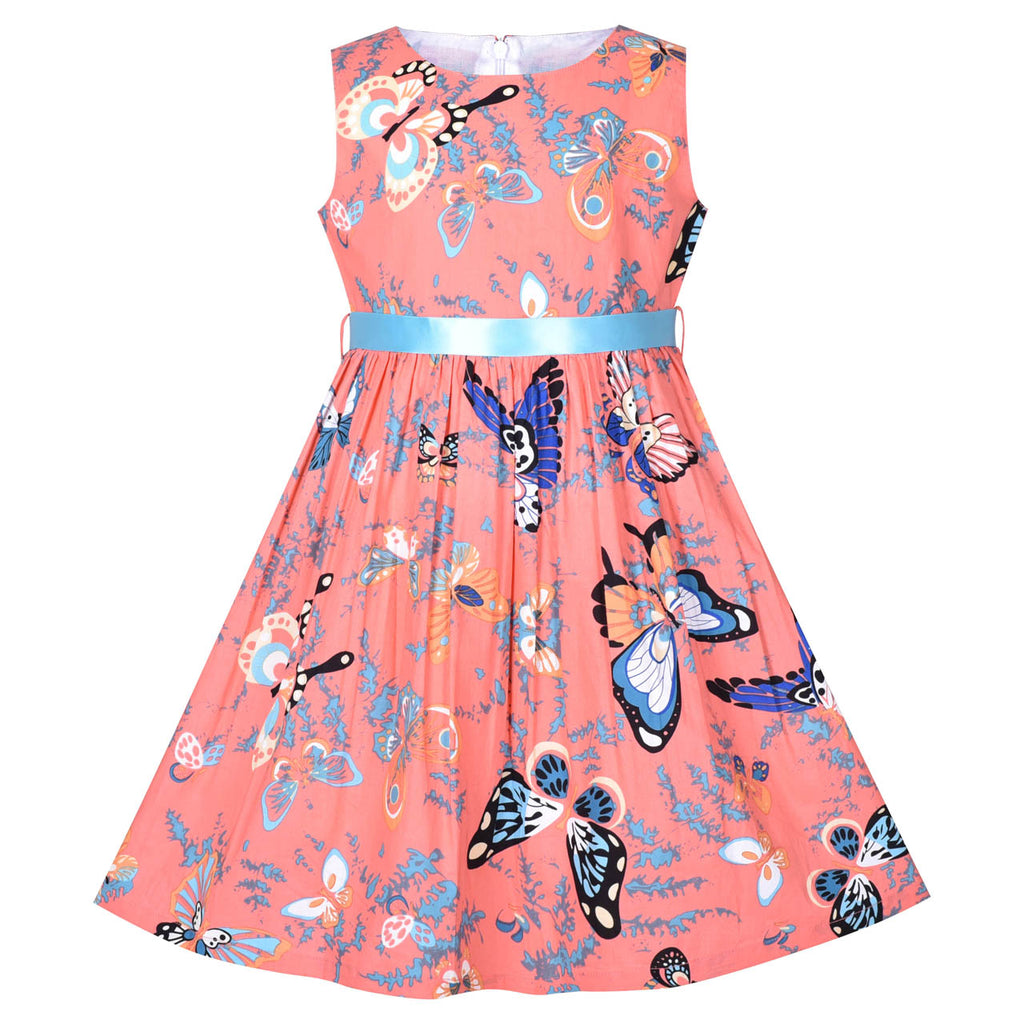 Girls Dress Pink Butterfly Sleeveless Casual Everyday Size 2-10 Years