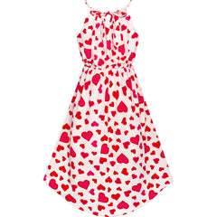 Girls Dress Red Heart Love Sleeveless Valentine's Day Slip Dress Size 6-12 Years