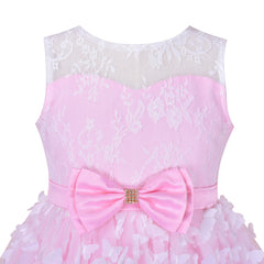Flower Girls Dress Lace Butterfly Wedding First Communion Size 6-12 Years