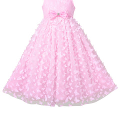 Flower Girls Dress Lace Butterfly Wedding First Communion Size 6-12 Years