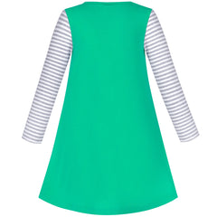 Girls Dress Cotton Casual Long Sleeve Flower Pot Embroidered Size 2-8 Years