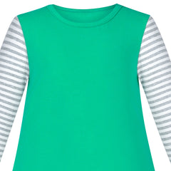 Girls Dress Cotton Casual Long Sleeve Flower Pot Embroidered Size 2-8 Years