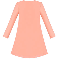 Girls Dress Long Sleeve Butterfly Color Contrast Casual Everyday Wearing Size 3-8 Years