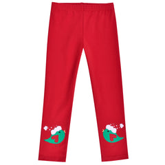 Girls Pants 2-Pack Cotton Leggings Pants Embroidery Reindeer Christmas Size 2-6 Years
