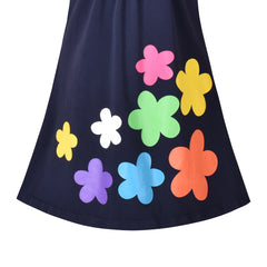 Girls Dress Colorful Daisy Flower Rainbow Long Sleeve Cotton Size 3-12 Years