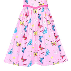 Girls Vintage Dress 50s Retro 1950s Rockabilly Pink Butterfly Size 6-12 Years