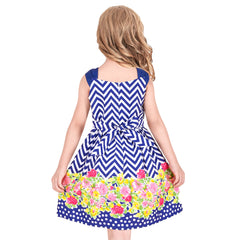 Girls Dress Water Ripple Flower Tank Vintage Dress Size 4-12 Years